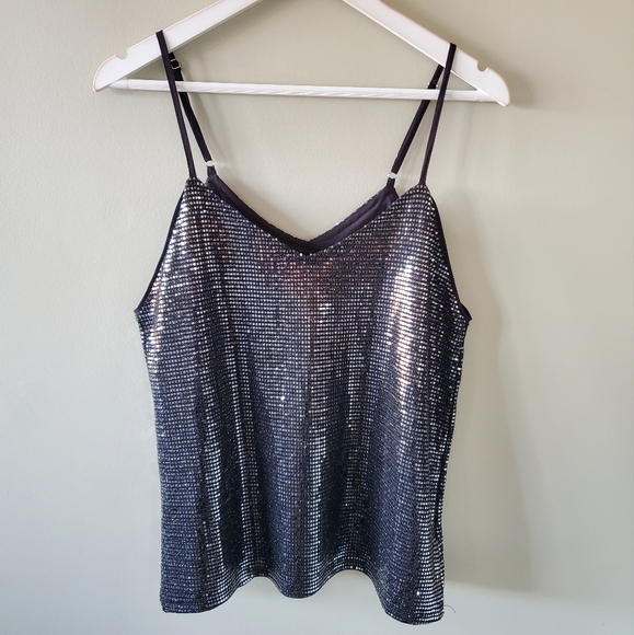 Molly Bracken XS Y2K Bohemian Festival Goth Grunge Metallic Sequin Camisole Tank - Picture 1 of 10